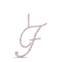 10kt Rose Gold Womens Round Diamond F Initial Letter Pendant 1/2 Cttw - £319.28 GBP