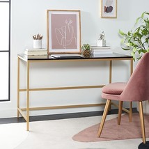 Safavieh Home Collection Nova Contemporary Black/Gold Glossy Desk, Medium - £175.73 GBP
