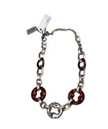 CHICO&#39;S Chicos Platinum Necklace Tortoise Shell Link Chain NWT Adjustabl... - $47.86 CAD