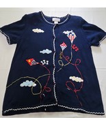 Susan Graver Style Embroidered Button Front Cardigan Short Sleeve Womens... - $25.30 CAD