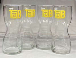Enjoy TAB Soda Hourglass Drinking Glasses 7&quot; Tumblers by Coca Cola Set Of 4 - £22.44 GBP