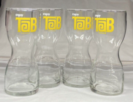 Enjoy TAB Soda Hourglass Drinking Glasses 7&quot; Tumblers by Coca Cola Set Of 4 - $28.50