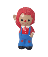 Vintage Ceramic Raggedy Andy Figure 7&quot; Tall Red &amp; Blue w/ Overalls - $20.53 CAD