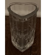 Vintage Avon Fostoria 5” Heart Shaped Vase Clear Glass Ribbed With Hearts - £3.73 GBP