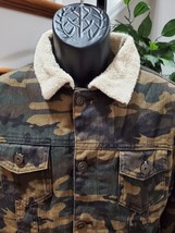 Brooklyn Cloth Camo Trucker Jacket Mens Small Sherpa Lined Green Tan Cam... - £31.32 GBP