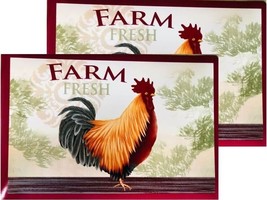 Set of 2 Same Kitchen Vinyl Non Clear Placemats (12&quot;x18&quot;) FARM FRESH ROO... - £10.12 GBP