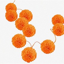 Vibrant Orange Tissue Paper Flower Ball Pom Pom Party Pack - 10 Decorati... - $24.74
