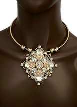 Statement Choker Pendant Necklace Earrings Clear &amp; AB Crystals Bridal Wedding - £21.39 GBP