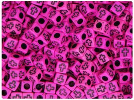BeadTin Opaque 6mm Cube Alpha Plastic Craft Beads - Crosses (200pcs) (Li... - $2.49