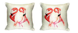 Pair of Betsy Drake Two Flamingos No Cord Pillows 18 Inch X 18 Inch - £63.15 GBP