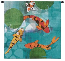 50x50 LUCKY KOI Fish Pond Tapestry Wall Hanging - $188.10