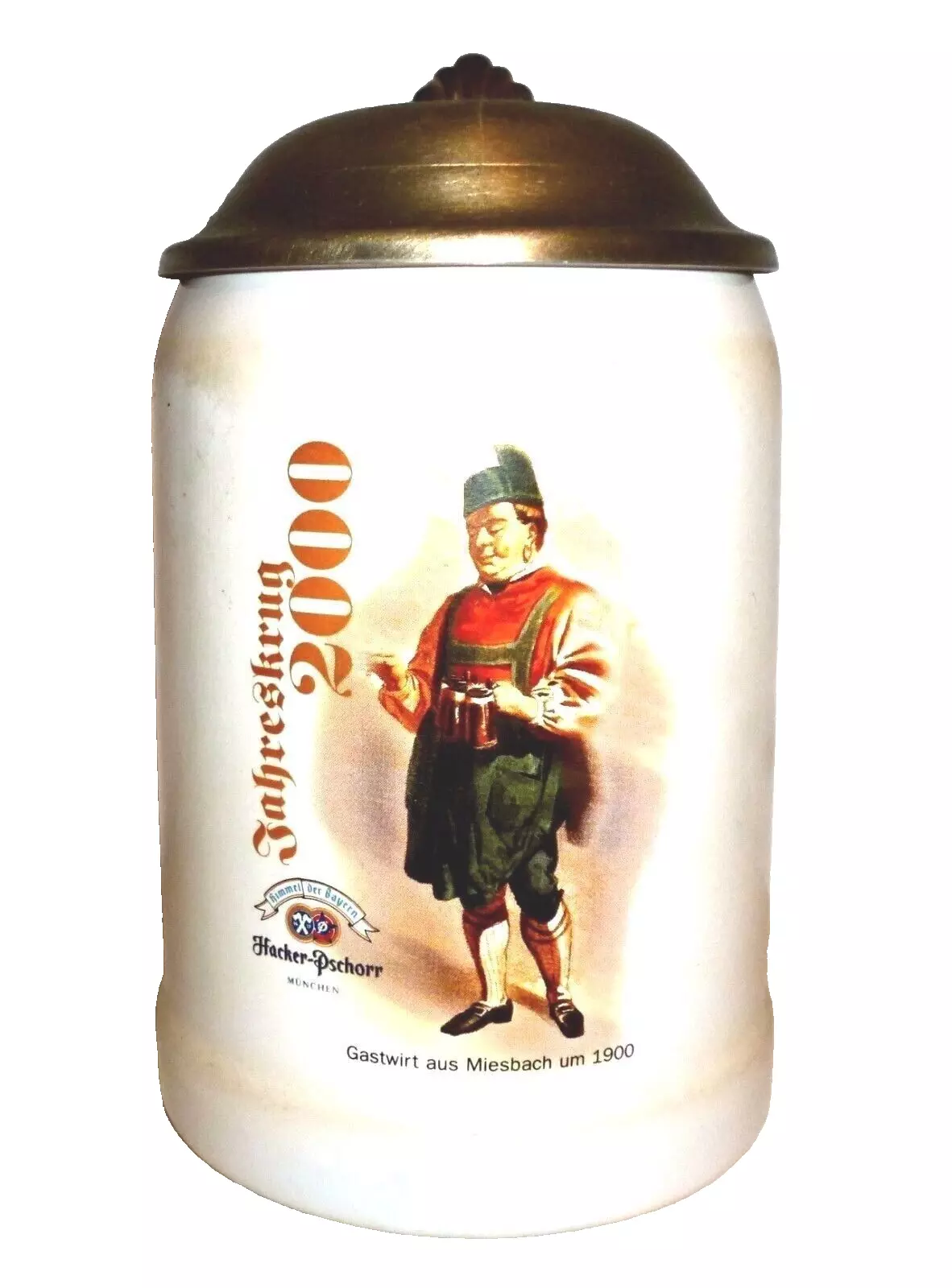 Hacker Pschorr Munich Jahreskrug 2000 GALORE lidded German Beer Stein - $14.95