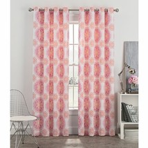 Newport Blush Pink Medallion Grommet Window Curtain 50x63&quot; Pair Panels Cotton - £43.42 GBP