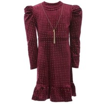 Emerald Sundae Burgundy Velvet Puff Sleeve Dress 8 New - $27.98
