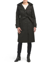 New Anne Klein Black Belted Hood Long Trench Coat Size L Size Xl $280 - £139.87 GBP