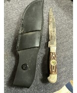 Vintage Knife With Compass In Handle And Sheath 4 3/4 Inches - £7.04 GBP