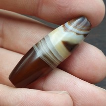 Antique Yemeni Collectible Agate Bead With Nature&#39;s Signature Banded Agate -43 - £34.69 GBP