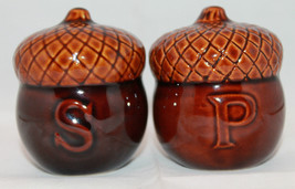 Vintage Acorn Shaped Salt and Pepper Shaker Set Brown AS-IS - £28.91 GBP