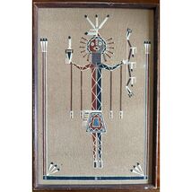 Navajo Sand Painting by Grey Squirrel (Fred Stevens Jr) Framed Vintage A... - $247.45