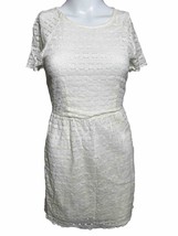 Free People Size 0 Minimalist Ivory Lace Mini Dress Short Sleeve - £14.73 GBP