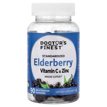 Doctor's Finest Standardized Elderberry, Vitamin C &amp; Zinc, Berry, 90 Gum... - $25.47