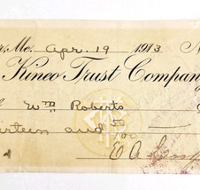 1913 Kineo Trust Company Bank Check E.A. Sampson Dover Maine Signed 4053... - $19.99