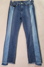 JUST BLACK Two Tone Jeans Womens Size 27 Blue Denim Flat Front Straight Leg - £21.38 GBP