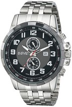 NEW August Steiner AS8153SSB Men's Swiss Month Date GMT Black Dial Silver Watch - $42.52