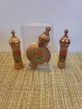 Set Of 3 Bulgaria Natural Rose Oil Wooden Perfume Holders With Perfume - £16.22 GBP