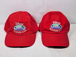Disney Vacation Club Red Member Hat Cap Set of 2 Adjustable Back Cotton - $165.44 MXN