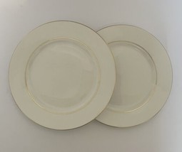Lynns China Valentine Pattern Salad Plates White with Gold Trim and Verge Two - £15.78 GBP