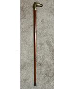 Vintage Brass Horses Head Sectional Wood &amp; Brass Cane Walking Stick 34.5... - $69.22 CAD