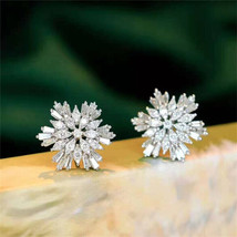 Snowflake Women Stud Earring 2ct Marquise Cut Cubic Zircon 14K White Gold Plated - £90.35 GBP