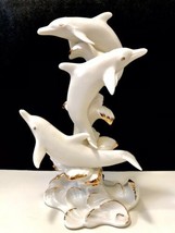 Lenox Dolphin Wave Dancers Ivory Bone China Gold Gilded Sculpture - £39.78 GBP