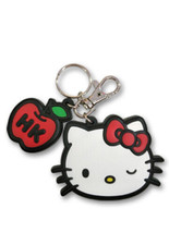 Hello Kitty Winking W/ Apple Keychain Sanrio Licensed NEW - £7.45 GBP