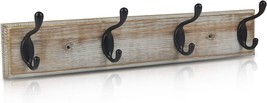 Coat Rack Wall Mounted, Entryway Wall Coat Rack With 4 Rustic Coat Hooks, 17” - £26.91 GBP