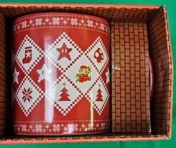 Super Mario Brothers Coffee Mug Tea Cup 20oz Holiday Sweater NES Graphics Retro - £14.41 GBP