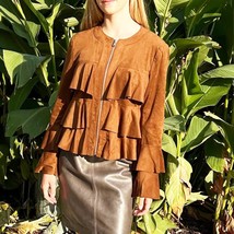 INC International Concepts Brown Ruffled Jacket Zip Front - Women&#39;s Peti... - $532.62 MXN