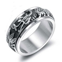 Chinese Dragon Man Finger Ring Never Fade Gold Plated 316L Stainless Steel Rotat - £12.08 GBP