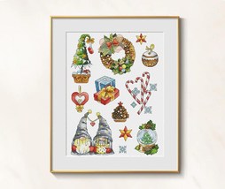 Christmas Gnomes Cross Stitch pattern pdf - Dwarfs Cross Stitch Christmas Tree  - £11.71 GBP