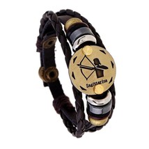Unisex Leather Wristband Bracelet - Zodiac Horoscope Birth Sign SAGITTARIUS - £4.98 GBP