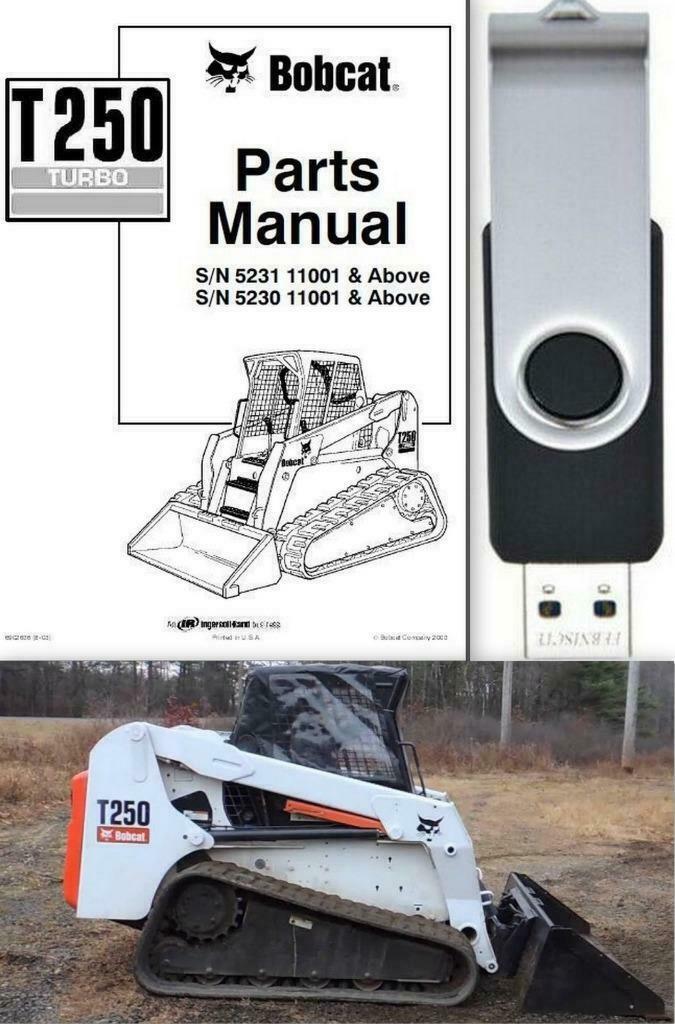 Bobcat T250 Turbo Compact Track Loader Parts Manual USB Stick - $18.00