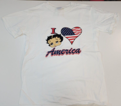 Vintage Y2K Betty Boop  I love America Adult T- Shirt Sz: Small - $27.82
