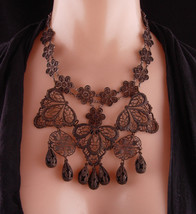ANtique necklace - Rare Georgian choker - Spider Filigree bib - JET Mourning  - £679.32 GBP