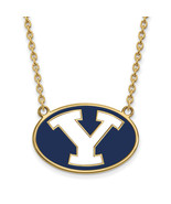 SS w/GP Brigham Young U Lg Enl Disc Logo Pendant w/Necklace - £92.56 GBP