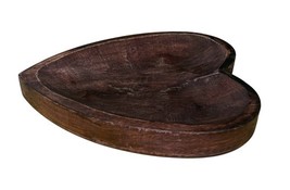 Indaba Heart Shaped Wood Spoon Rest Trinket Tray 8" Rustic Handmade India image 2