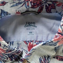 IZOD Saltwater Men&#39;s Hawaiian Shirt Size 2XL  100% Cotton Tropical Flora... - $16.69