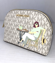 Michael Kors Monogram Cosmetic Bag Jet Set Girls Travel Pouch Vanilla M6 - £94.93 GBP