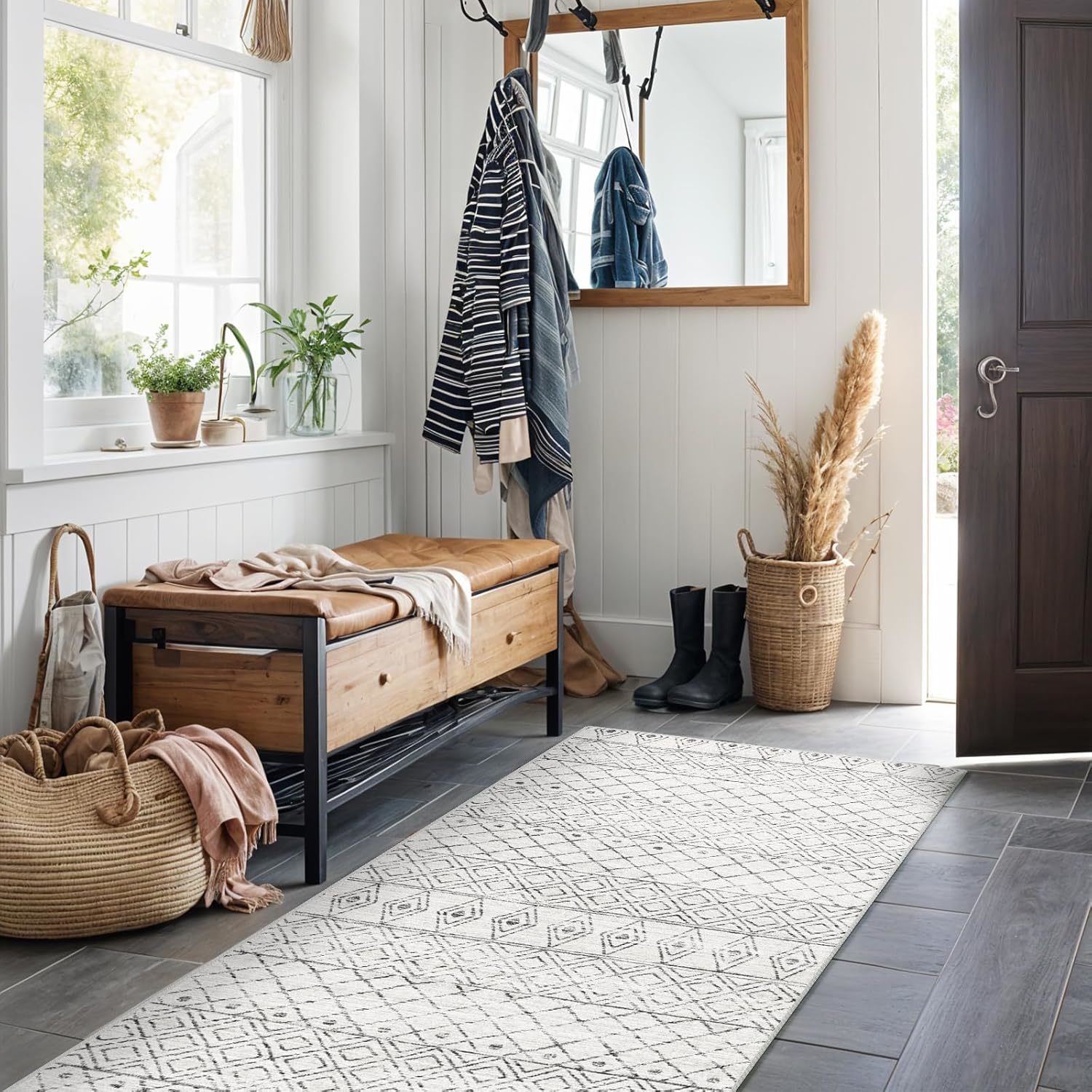 Bvvyoo Hallway Runner Rugs Moroccan 2&#39;X6&#39;: Non Slip Runner Rug With Rubber - $32.99
