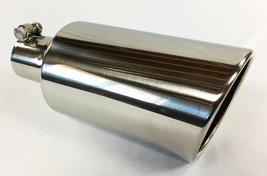 Exhaust Tip 2.50&quot; Inlet 5.00&quot; X 12.00&quot; Bolt On Rolled Slant Polished 304 Stainle - £43.06 GBP